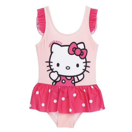 Hello Kitty Kinderbadeanzug mit Rüschen und Rock, Polyester, Elastan, Rosa