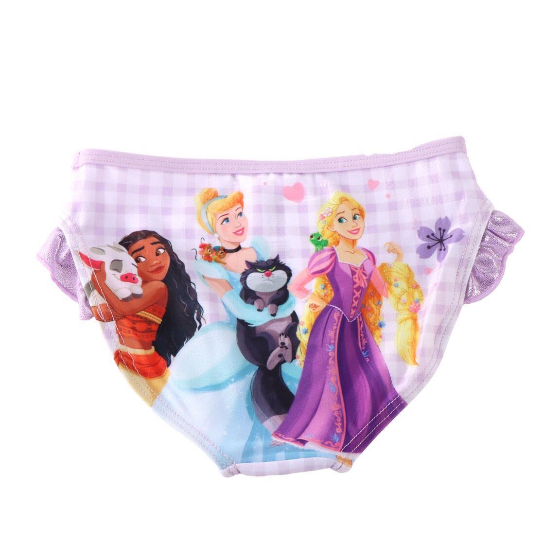 Calcinha de biquíni infantil estilo princesa, em poliéster e elastano, com 2/4