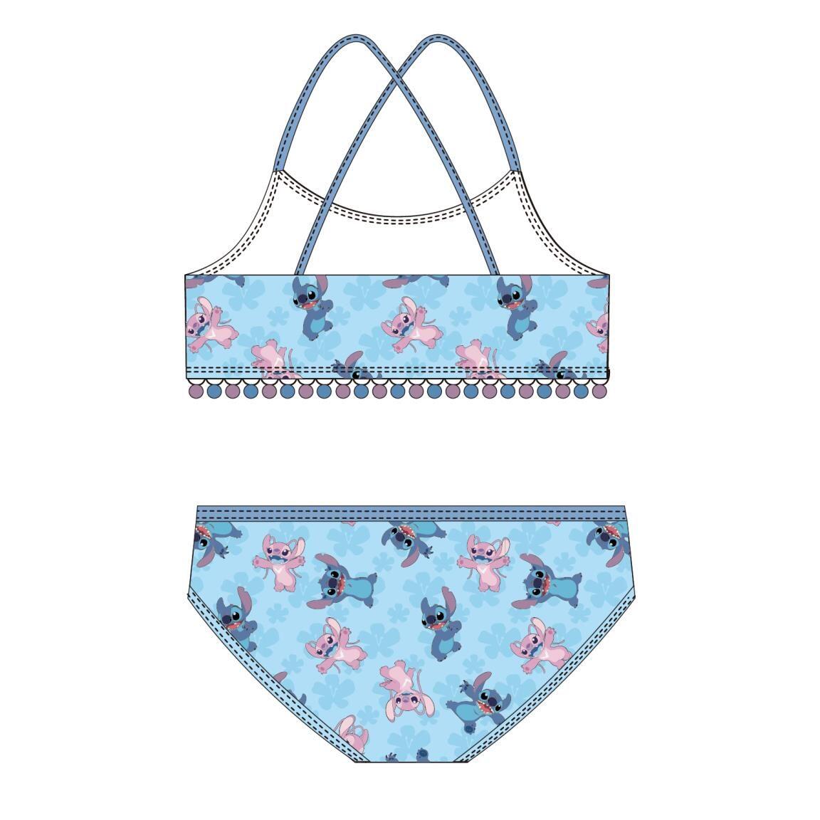 Biquíni infantil Stitch, poliéster e elastano com alças cruzadas, azul 2/4
