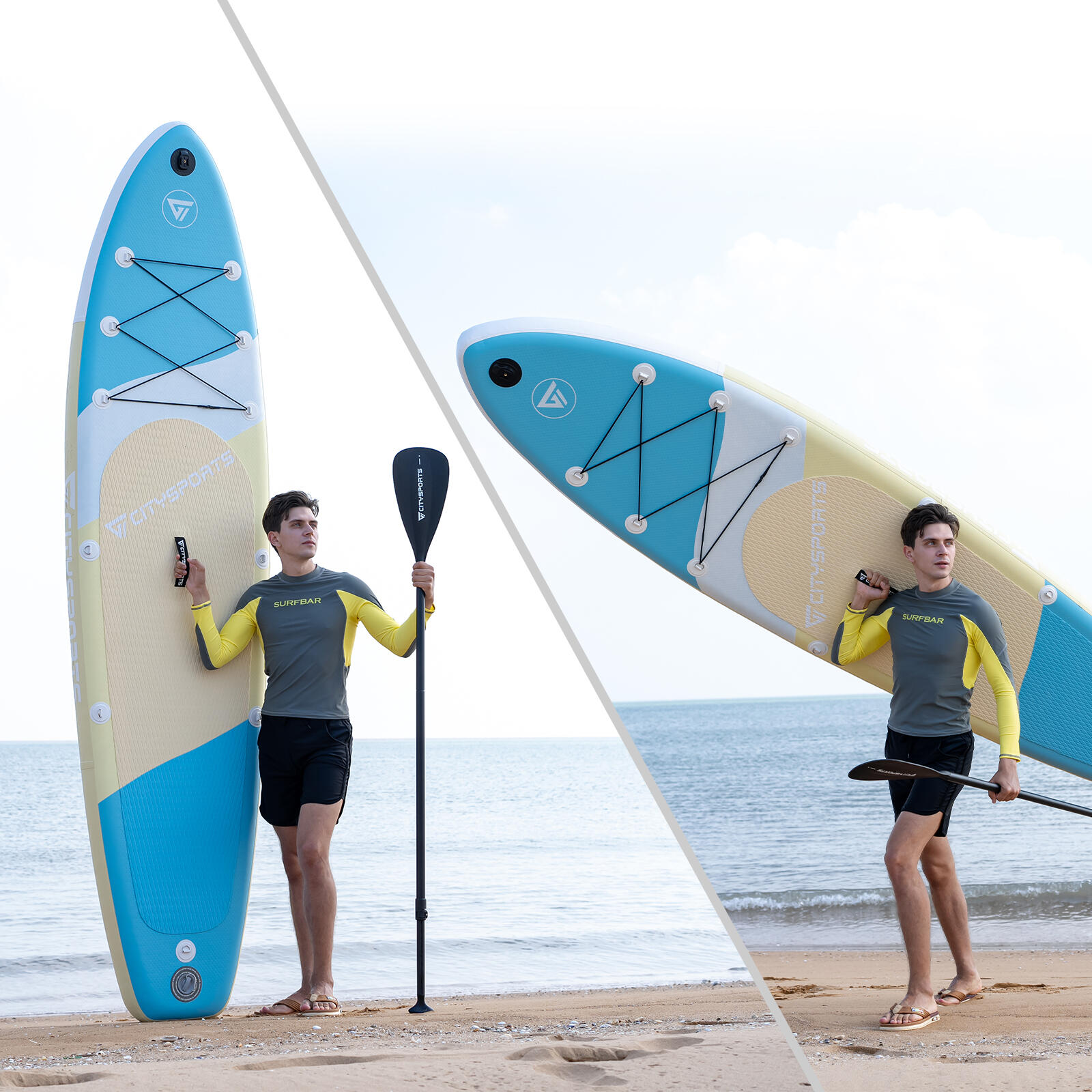 Paddleboard stand-up,nafukovací paddleboard，krémová barva 3/8