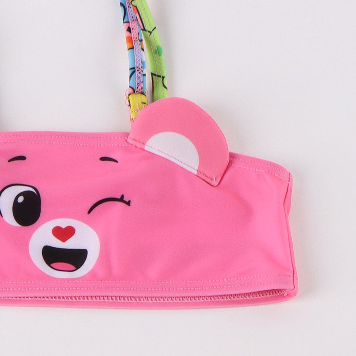 Bikini enfant Bisounours avec jupe en tulle et bretelles, en polyester rose 3/4