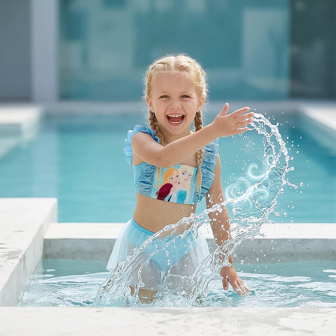 Bikini enfant La Reine des Neiges en polyester et élasthanne avec volants et 7/7
