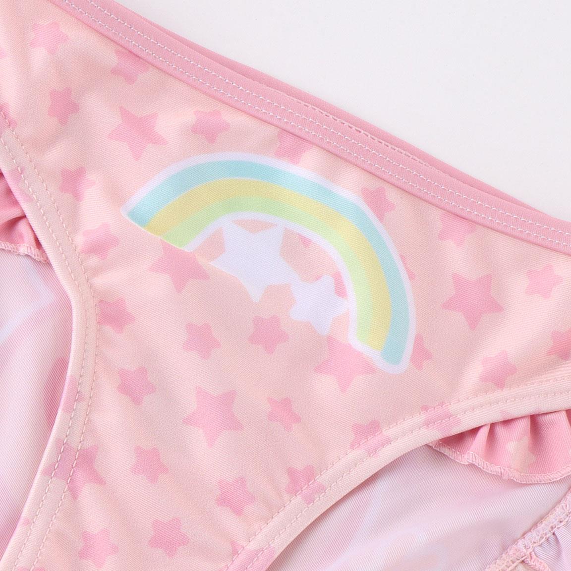 Calcinha de biquíni infantil Peppa Pig, em poliéster e elastano, rosa claro. 3/4