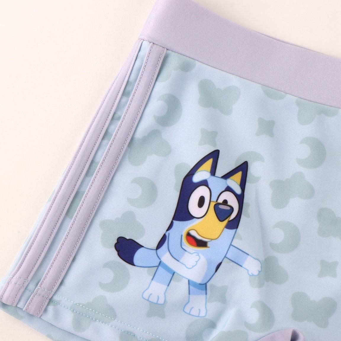 Calção de banho boxer infantil Bluey, em poliéster e elastano, de secagem 3/4