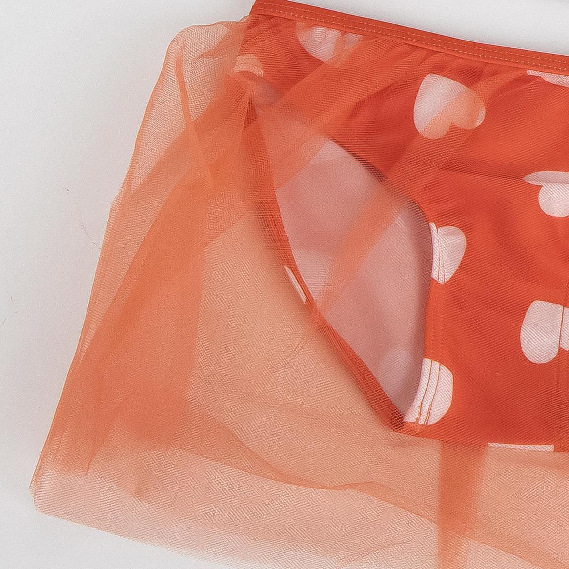 Biquíni infantil da Minnie Mouse, em poliéster e elastano com saia de tule 4/6