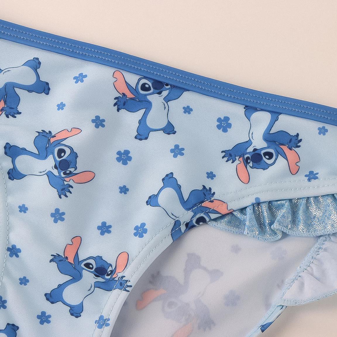 Biquíni infantil Stitch com babados e confeccionado em poliéster e elastano 4/6