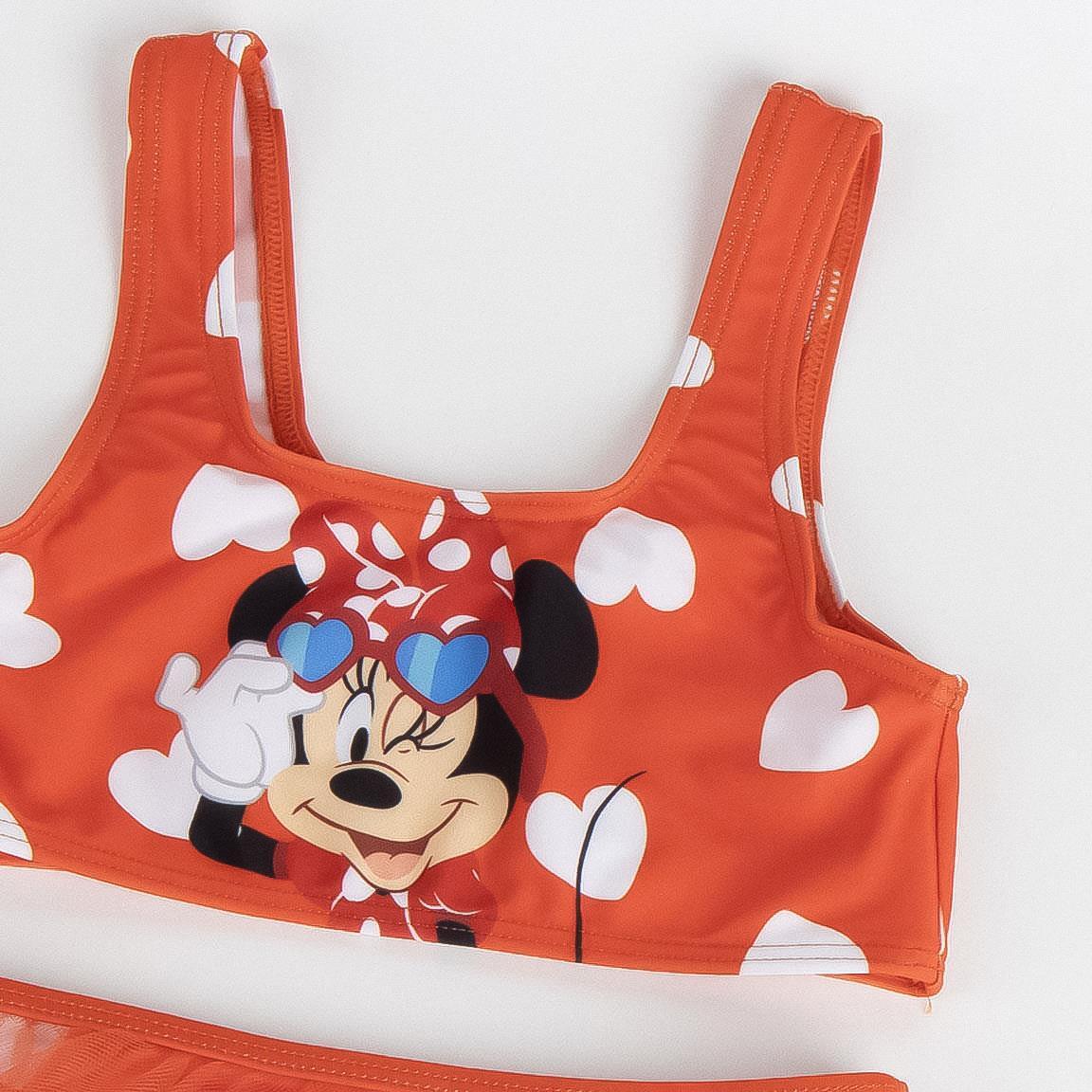 Biquíni infantil da Minnie Mouse, em poliéster e elastano com saia de tule 3/6