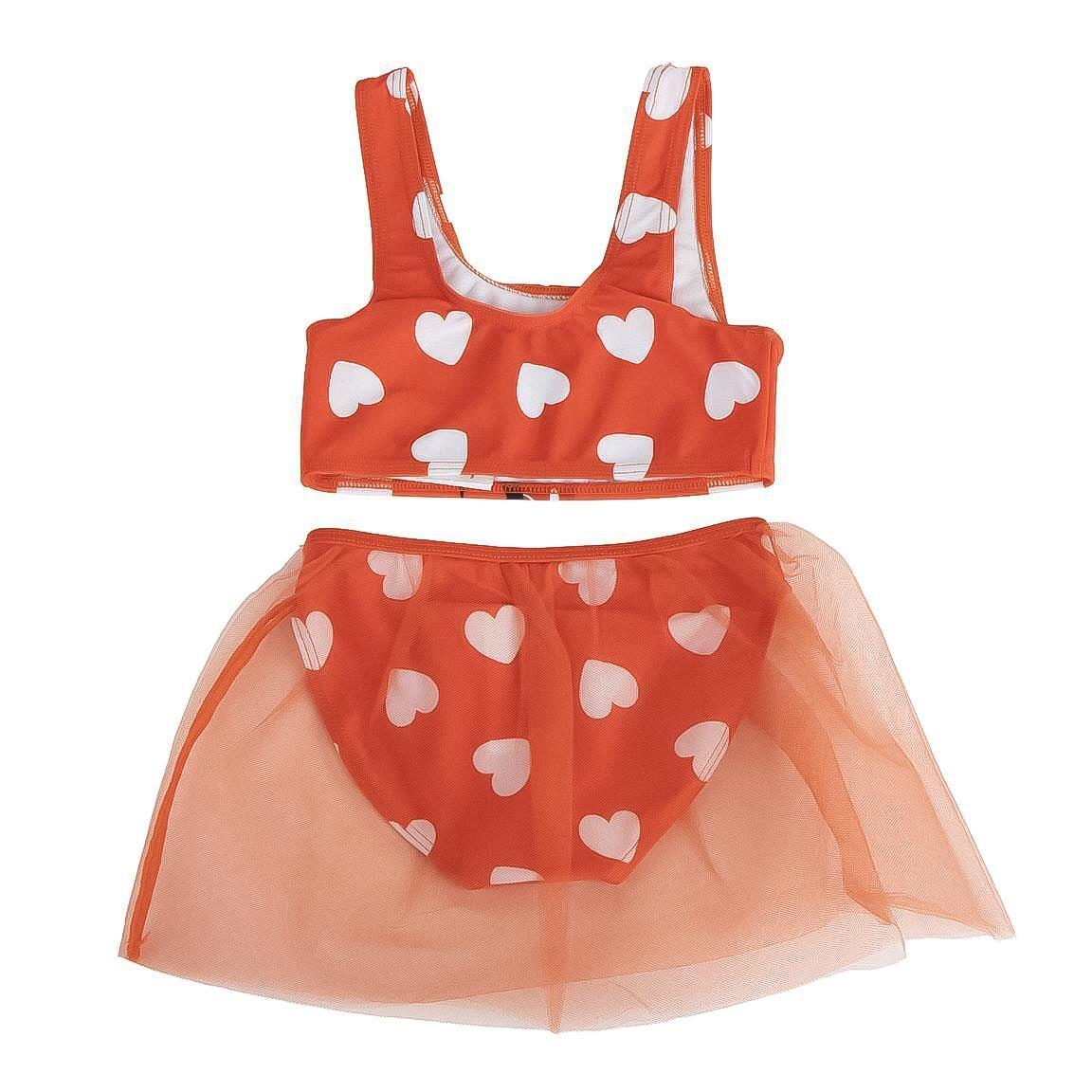 Biquíni infantil da Minnie Mouse, em poliéster e elastano com saia de tule 2/6