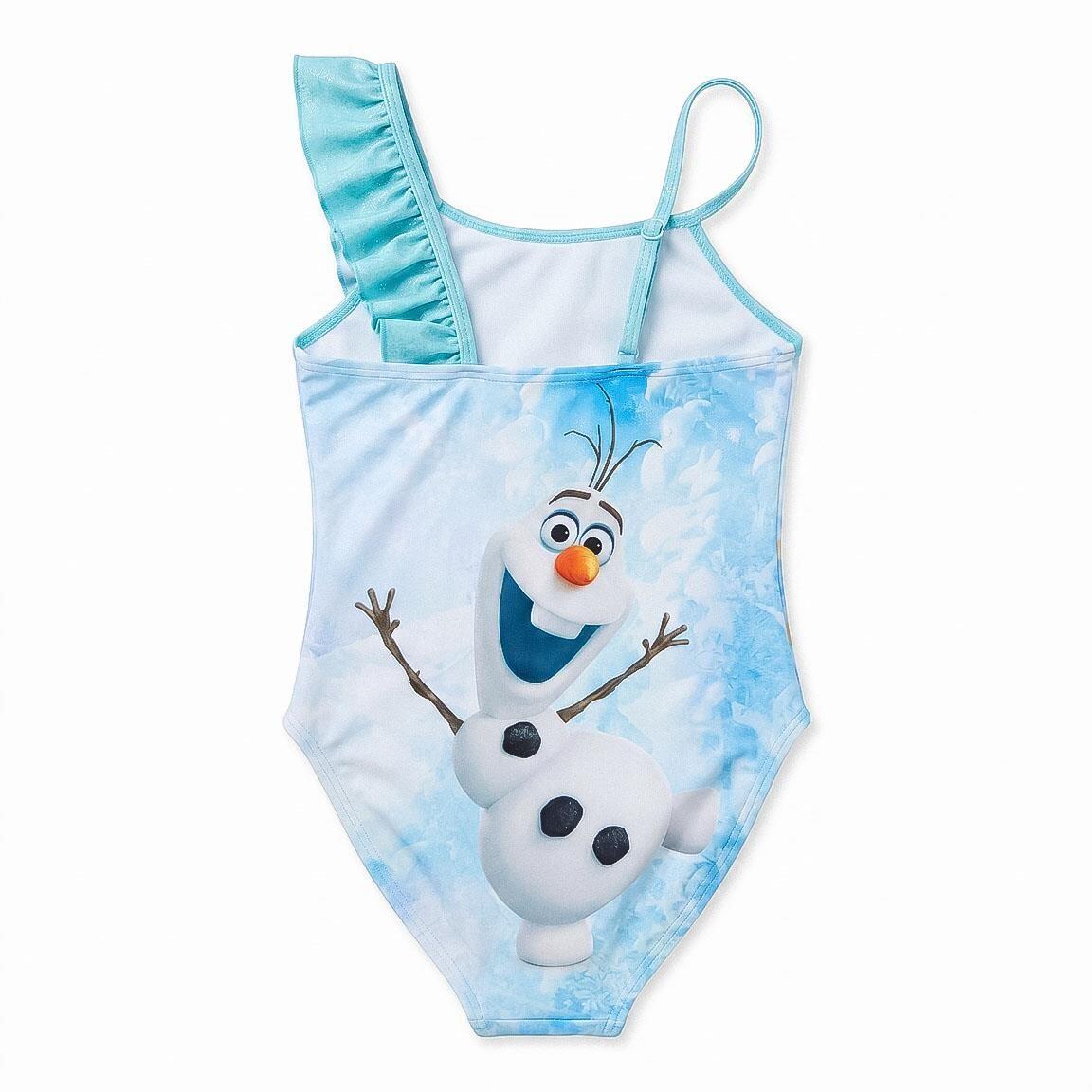 Frozen Kinderbadeanzug mit seitlicher Rüsche und Trägern, hellblau 2/6