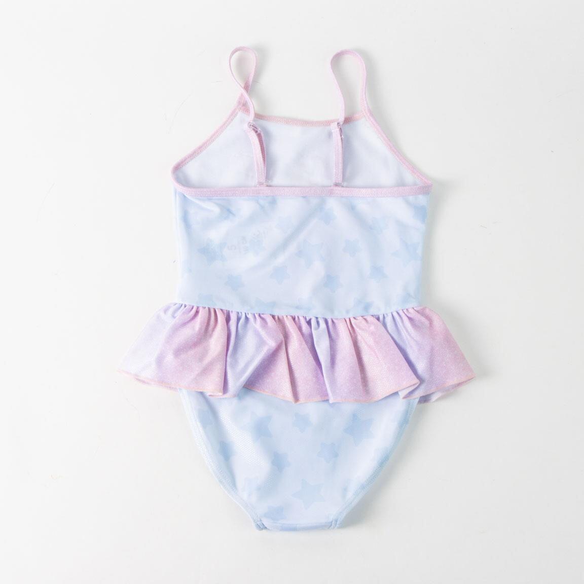 Maiô infantil Peppa Pig com babados e alças, poliéster azul claro. 2/6