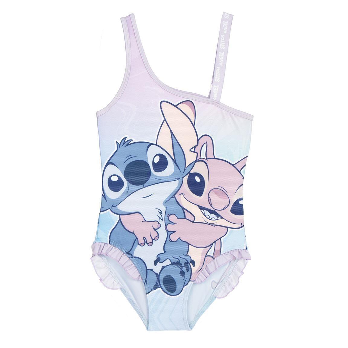 Maiô infantil Stitch com alças assimétricas, poliéster e elastano 1/5