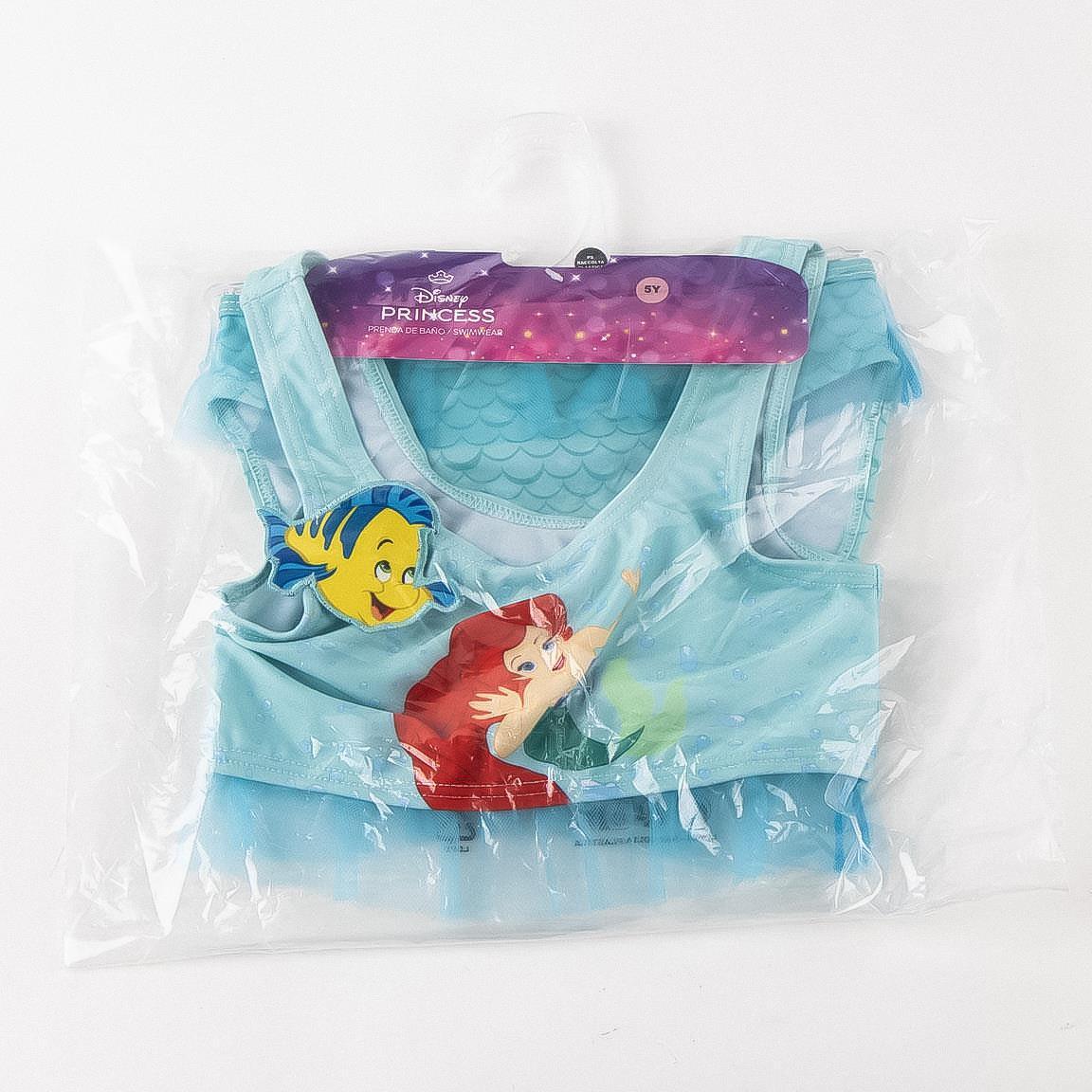 Biquíni infantil estilo princesa, em poliéster e elastano com babado turquesa. 5/6