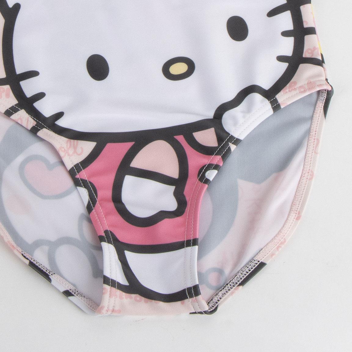 Maiô infantil Hello Kitty com babados e alças assimétricas rosa 4/5