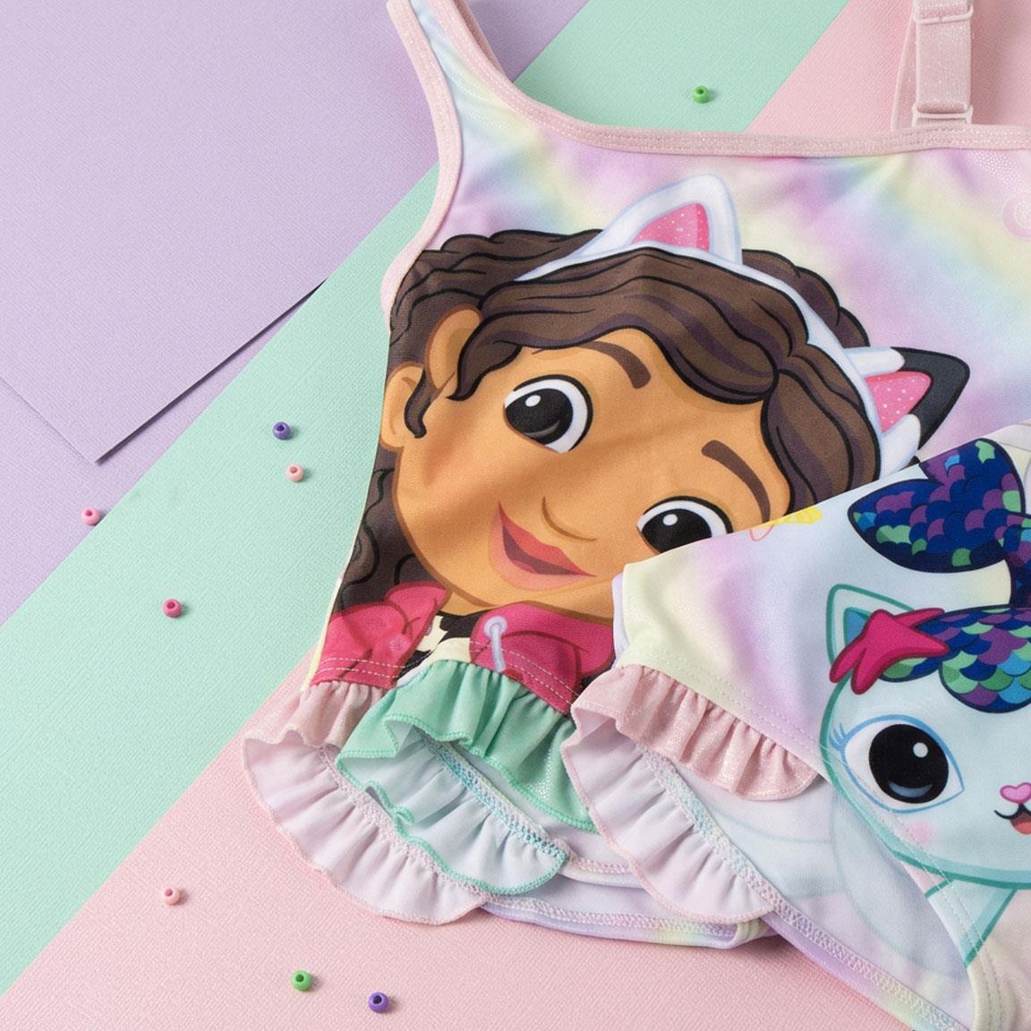 Maiô infantil Gabby's Dollhouse com babados e alças, multicolorido 6/6