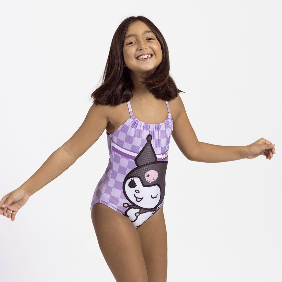 Maiô infantil Hello Kitty Kuromi com alças cruzadas e secagem rápida na cor 4/6