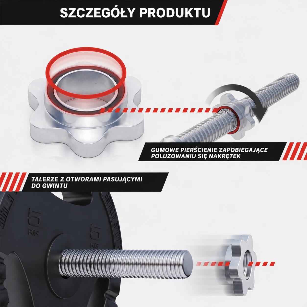 Sztanga 100 kg: gryf prosty + obciążenia bitumiczne z uchwytami 3/7
