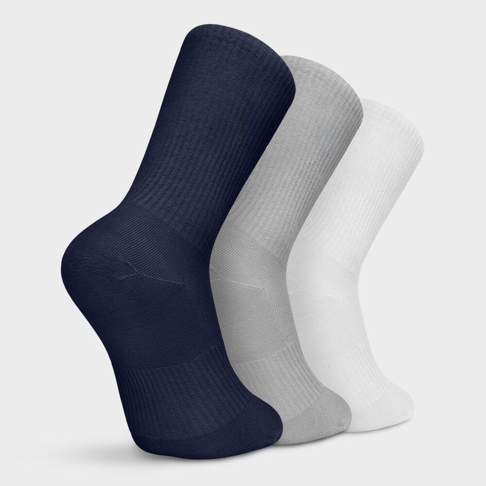 Heren en Dames Golf 3-pack van biologische katoenen crew-sokken Echo Wit 6/7