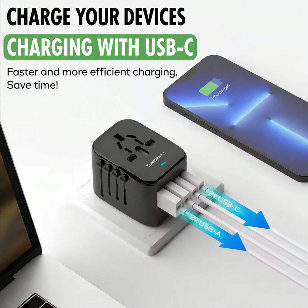 Weltweiter Stecker – Universeller Reiseadapter mit USB 6/7