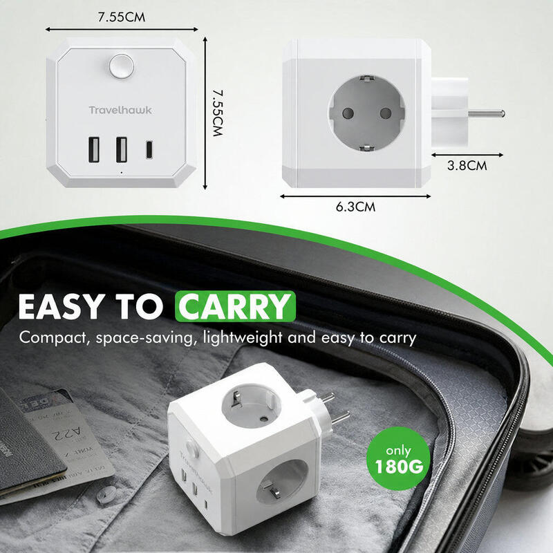 Prelungitor de prize – PowerCube 7 în 1 cu USB-A și USB-C