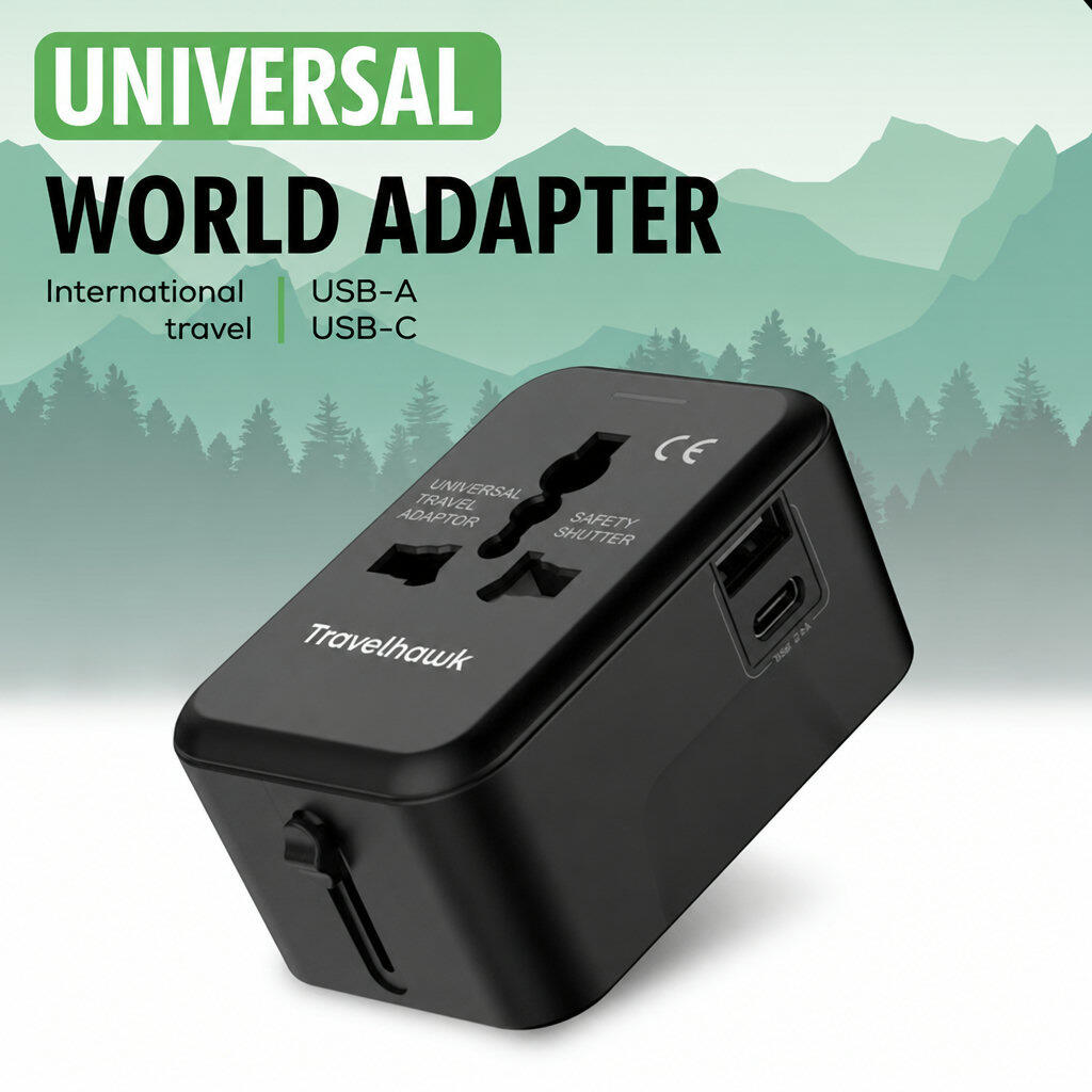 Enchufe de viaje universal: enchufe mundial con USB y USB-C. 4/7