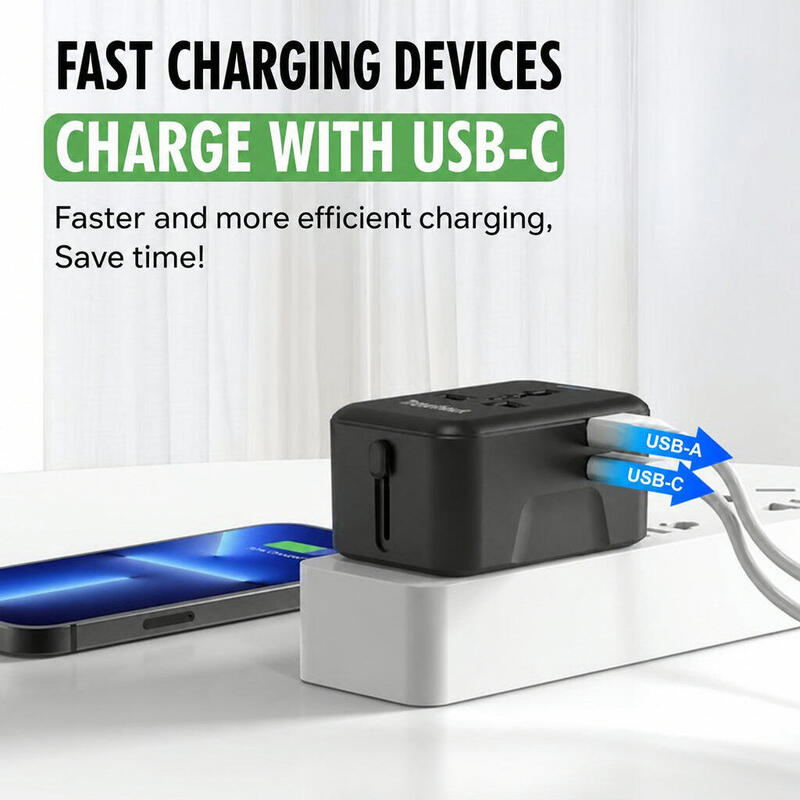 Priză universală de călătorie - Priză mondială cu USB și USB-C