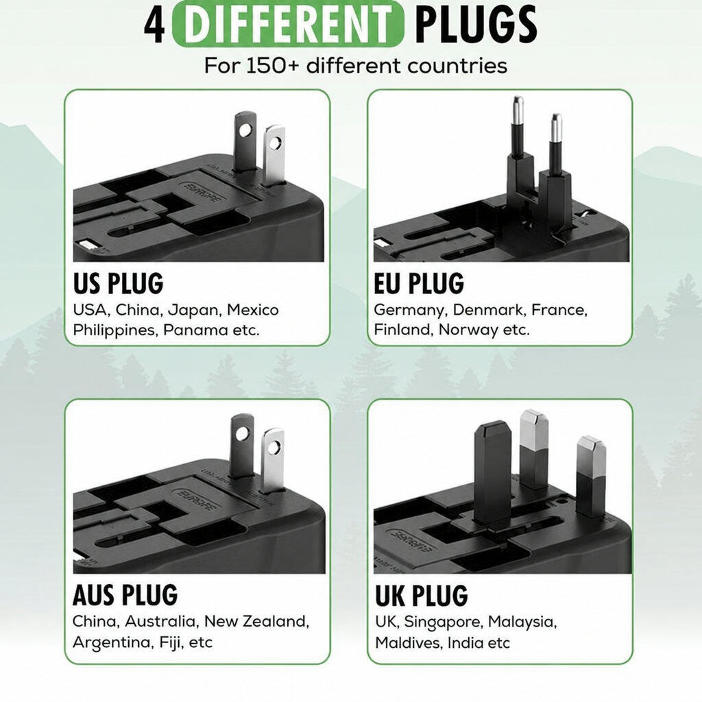 Enchufe de viaje universal: enchufe mundial con USB y USB-C. 2/7