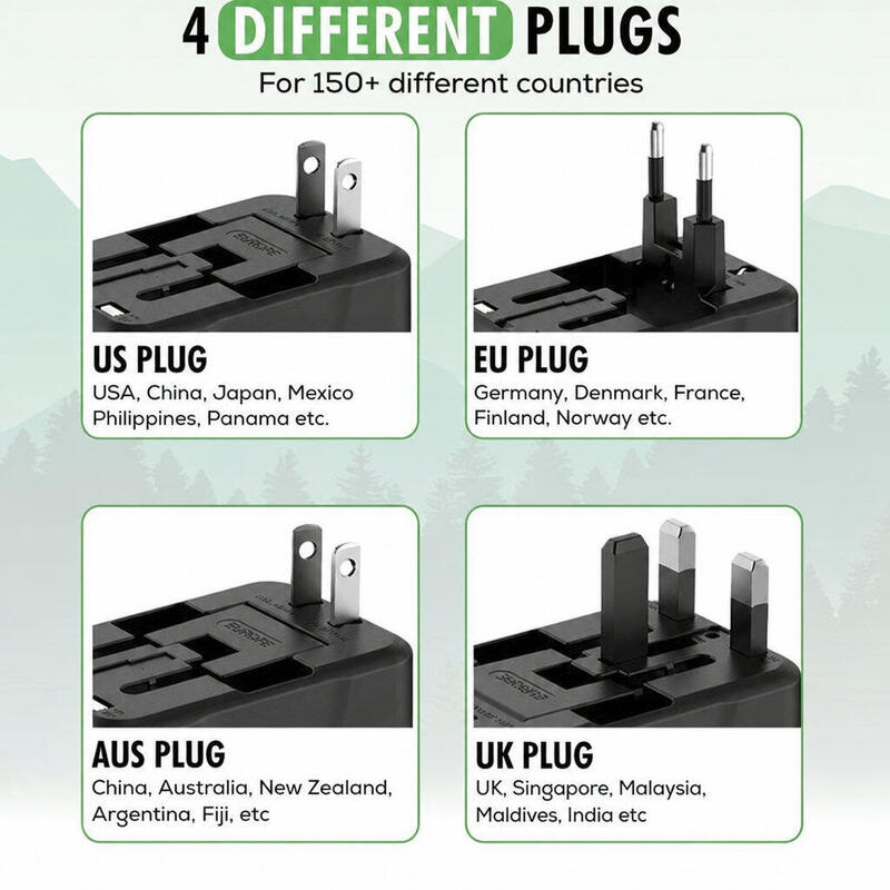Priză universală de călătorie - Priză mondială cu USB și USB-C