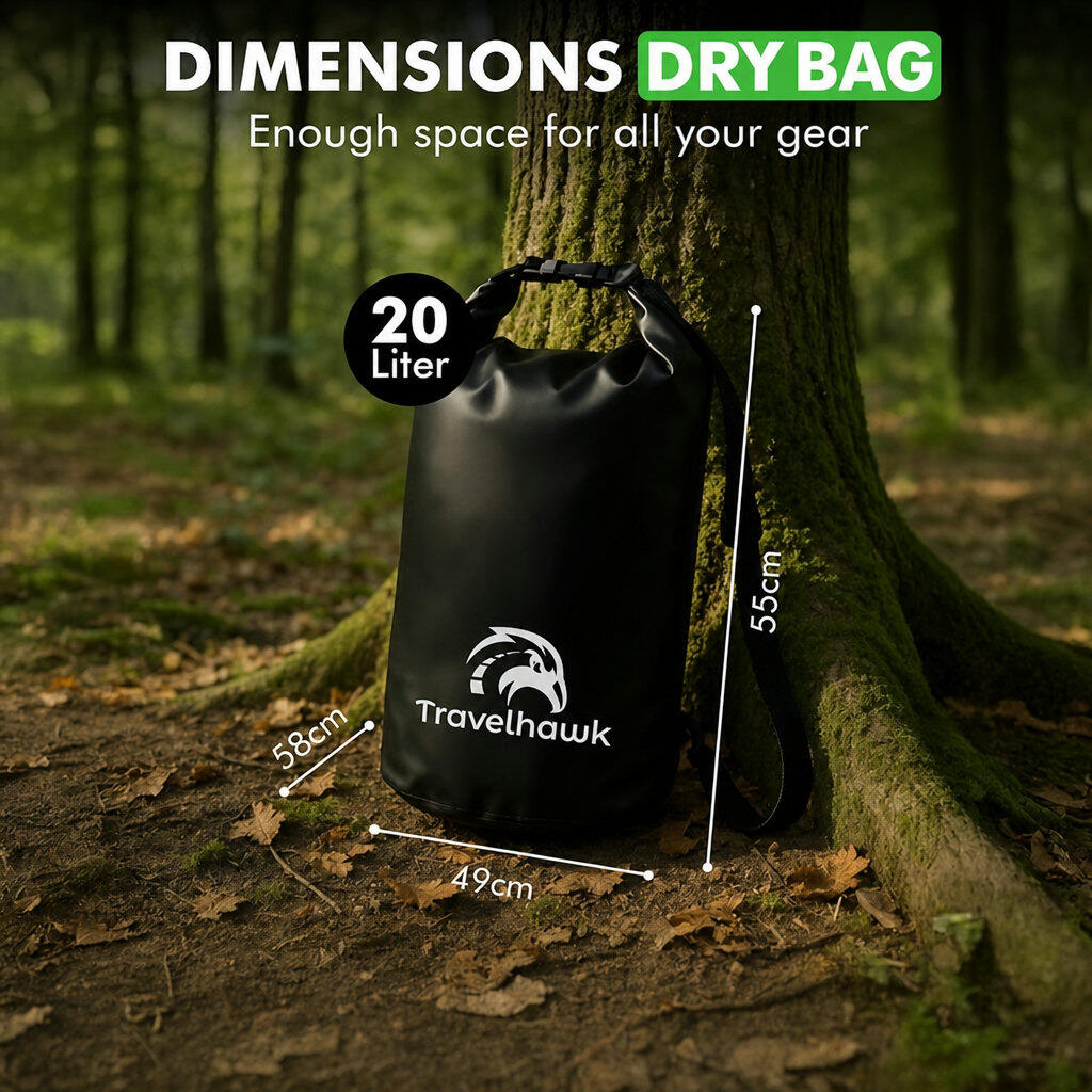 Drybag – Wasserdichter Beutel für Outdoor-Aktivitäten und Reisen – 20 Liter 4/7