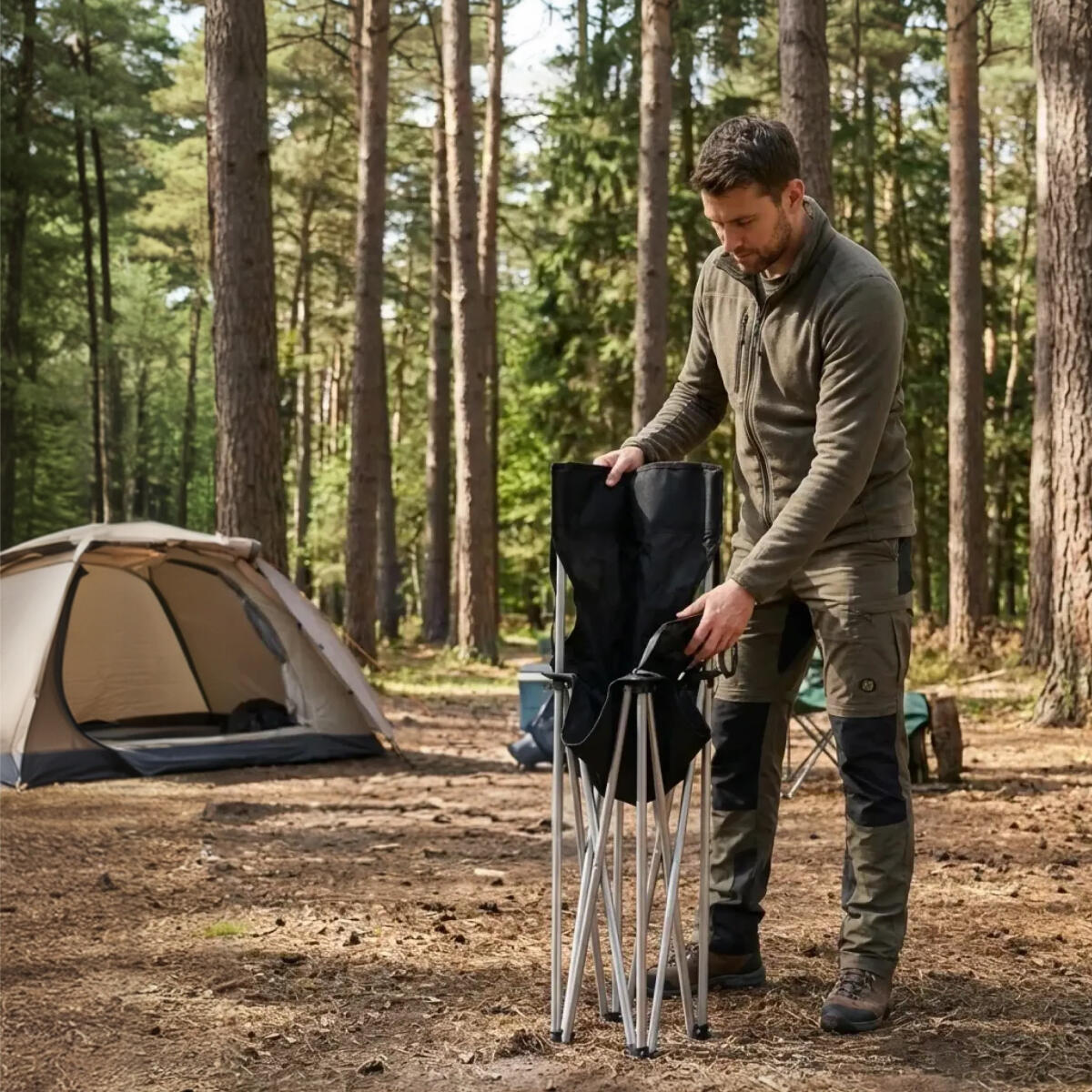 Campingstoelen - opvouwbaar - 2 - pack - 120kg draagvermogen - visstoel - zwart 5/6