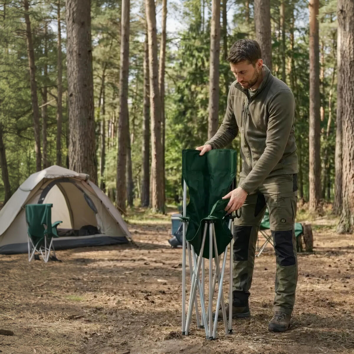 Campingstoelen - opvouwbaar - 2 - pack - 120kg draagvermogen - visstoel - groen 5/6