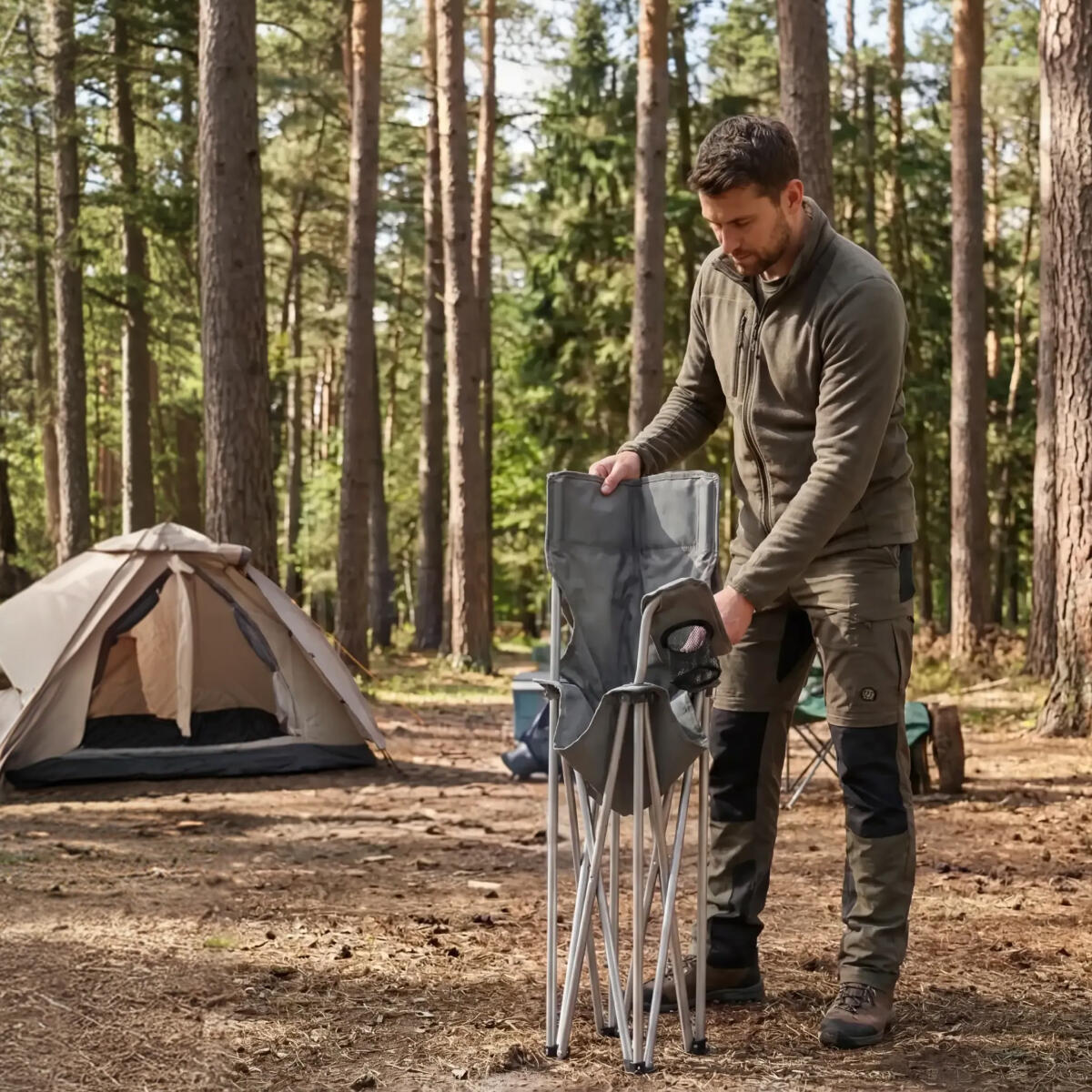Campingstoelen - opvouwbaar - 2 - pack - 120kg draagvermogen - visstoel - grijs 5/6