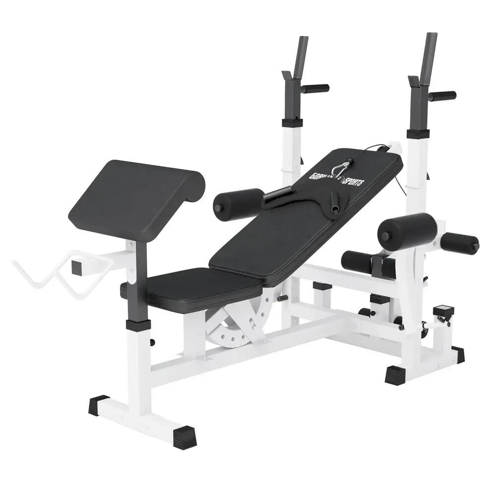 Zestaw 130 kg - Ławka wielofunkcyjna 6w1 + 2 sztangi bitumiczne 8/14