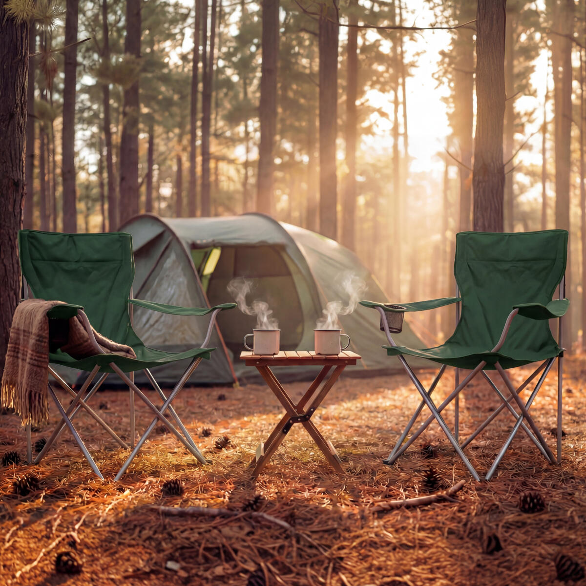 Campingstoelen - opvouwbaar - 2 - pack - 120kg draagvermogen - visstoel - groen 4/6