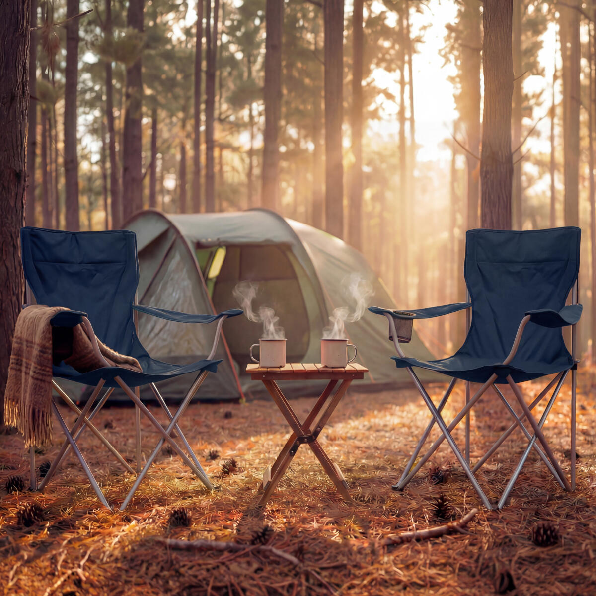 Campingstoelen - opvouwbaar - 2 - pack - 120kg draagvermogen - visstoel - blauw 4/6