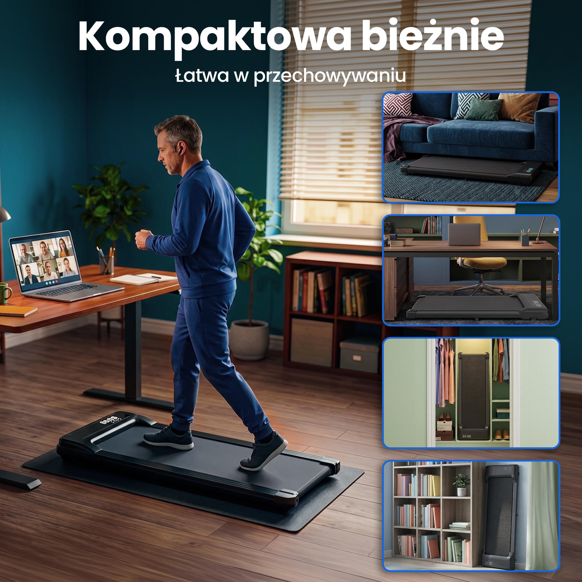 Bieżnia elektryczna domowa Extralink Moonwalk Luna treningowa , 1-6 km/h 4/7