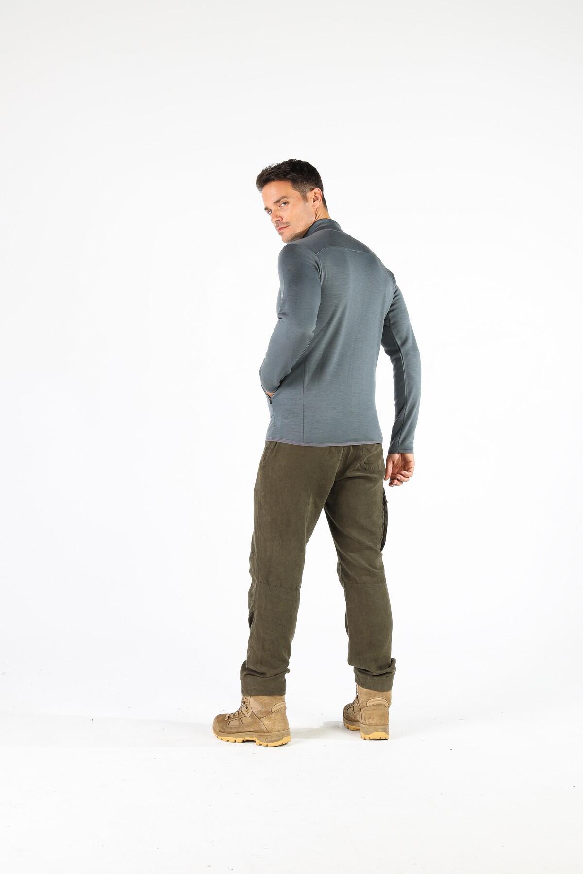 Bornova - Męska Kurtka Merino - 100% Wełna Merino- 260 g/m² M, Szary 5/5