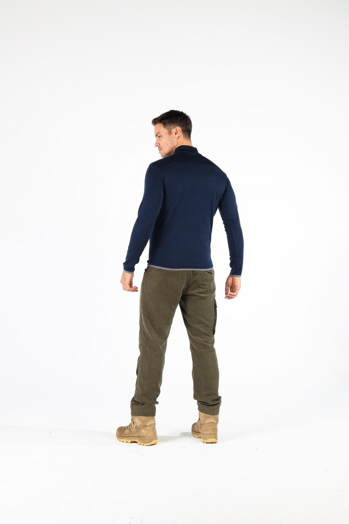 Bornova - Męska Kurtka Merino - 100% Wełna Merino- 260 g/m² S, Granatowy 5/5