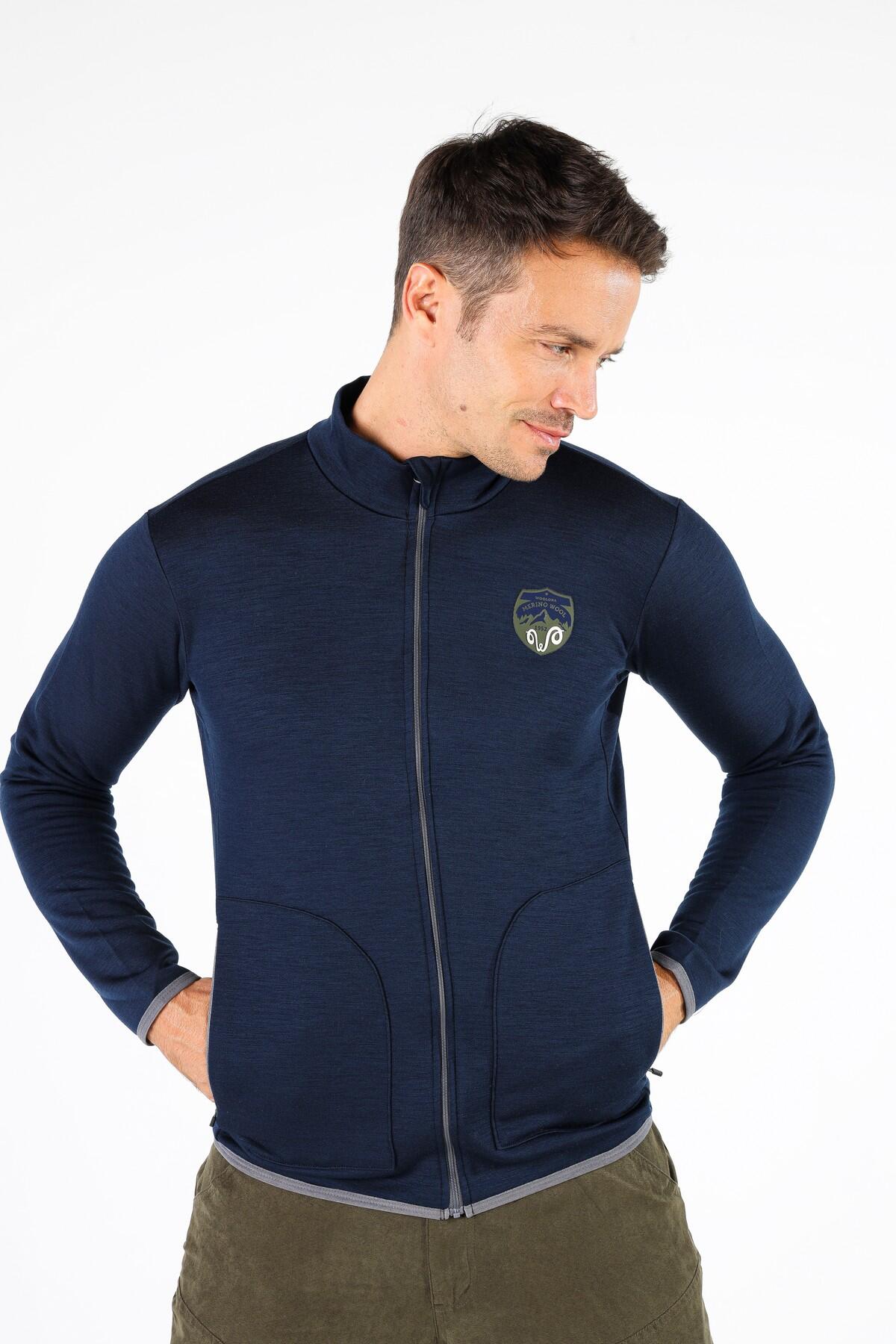 Bornova - Męska Kurtka Merino - 100% Wełna Merino- 260 g/m² S, Granatowy 3/5