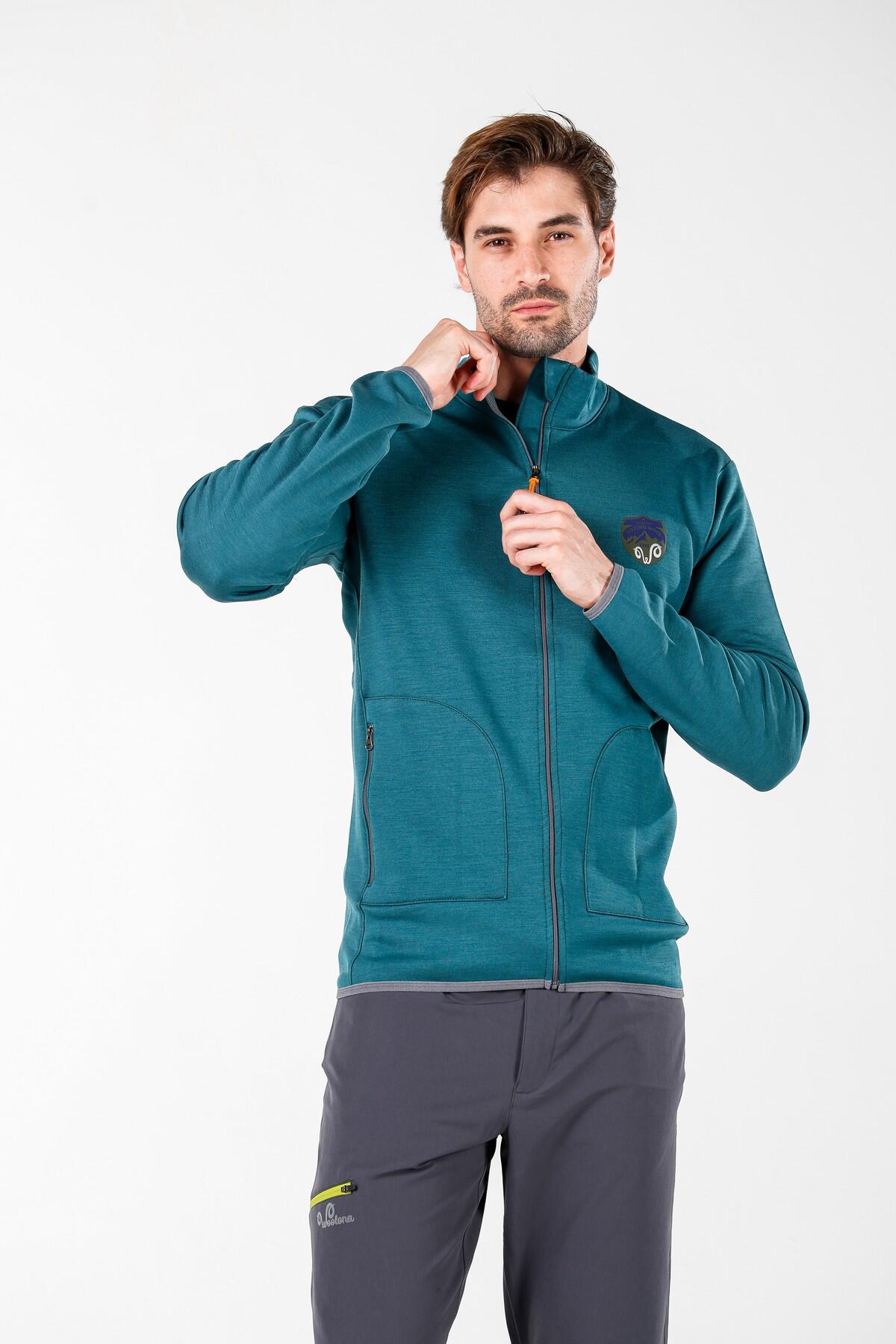 Bornova - Męska Kurtka Merino - 100% Wełna Merino- 260 g/m² M, Szmaragdowy 3/5