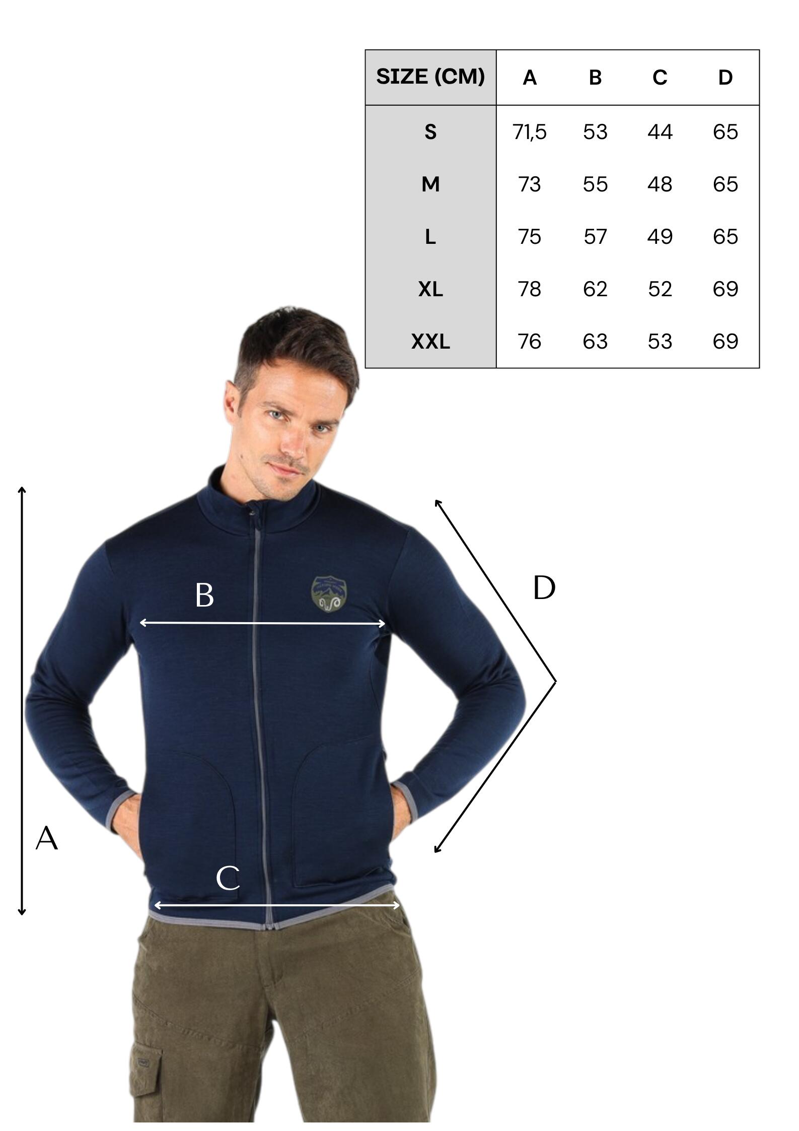 Bornova - Męska Kurtka Merino - 100% Wełna Merino- 260 g/m² S, Granatowy 2/5