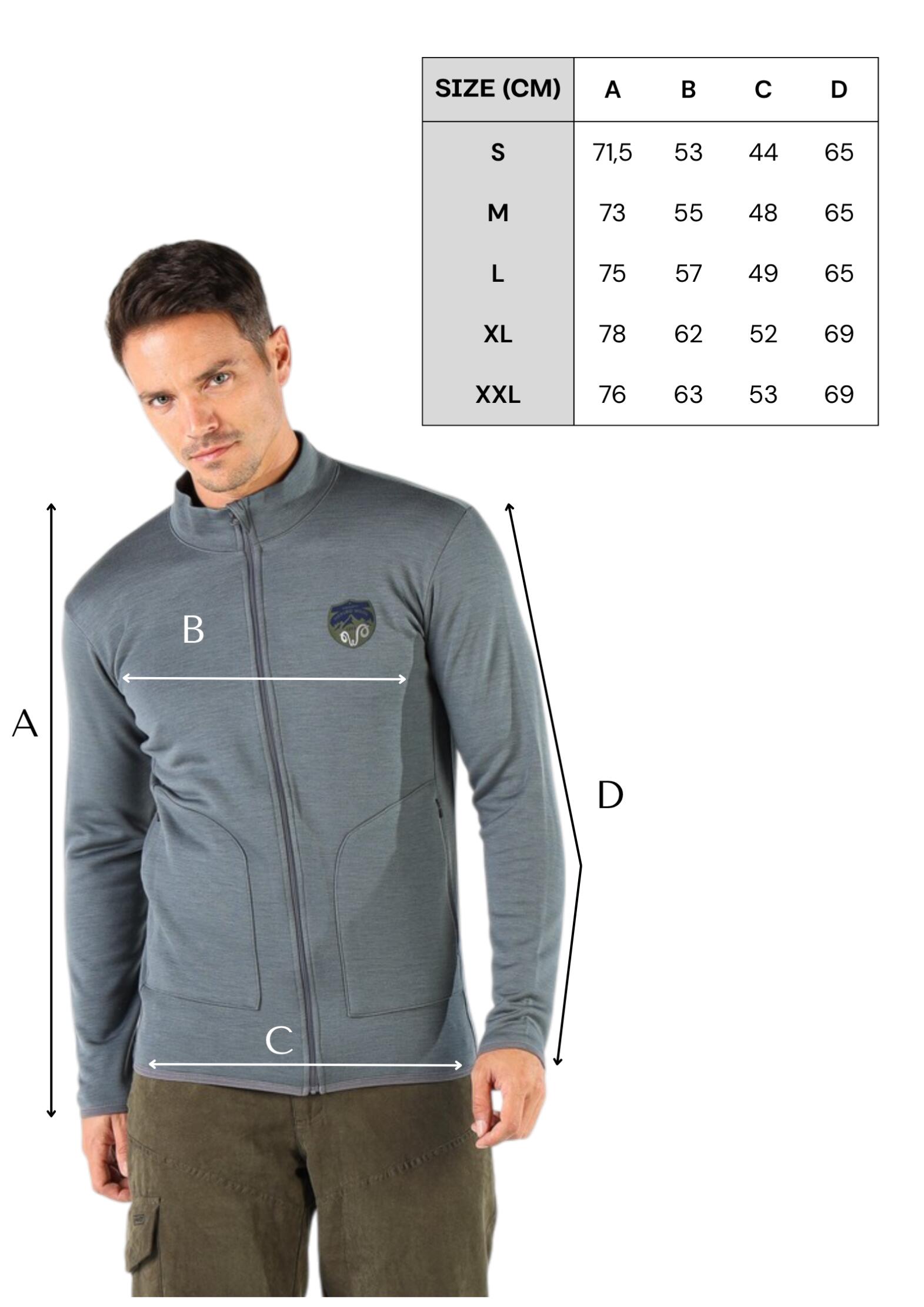 Bornova - Męska Kurtka Merino - 100% Wełna Merino- 260 g/m² M, Szary 2/5