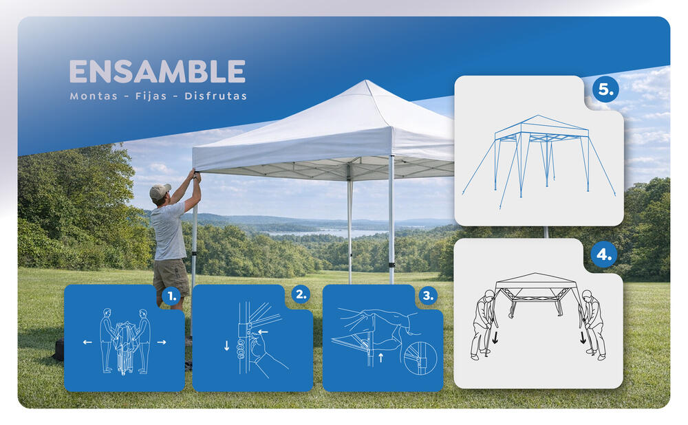 Tenda dobrável branca Javea 3x3 Ideal para jardim 6/7