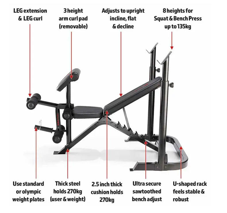 Banco de musculação  BE3000 Eclipse com Squat Rack 2/7