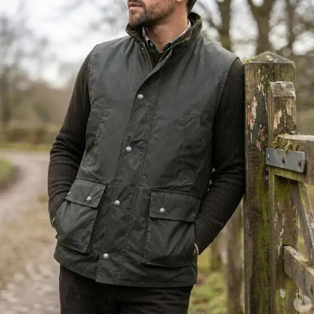 Gilet Walker and Hawkes Winchester Vert Coton Ciré 5/5