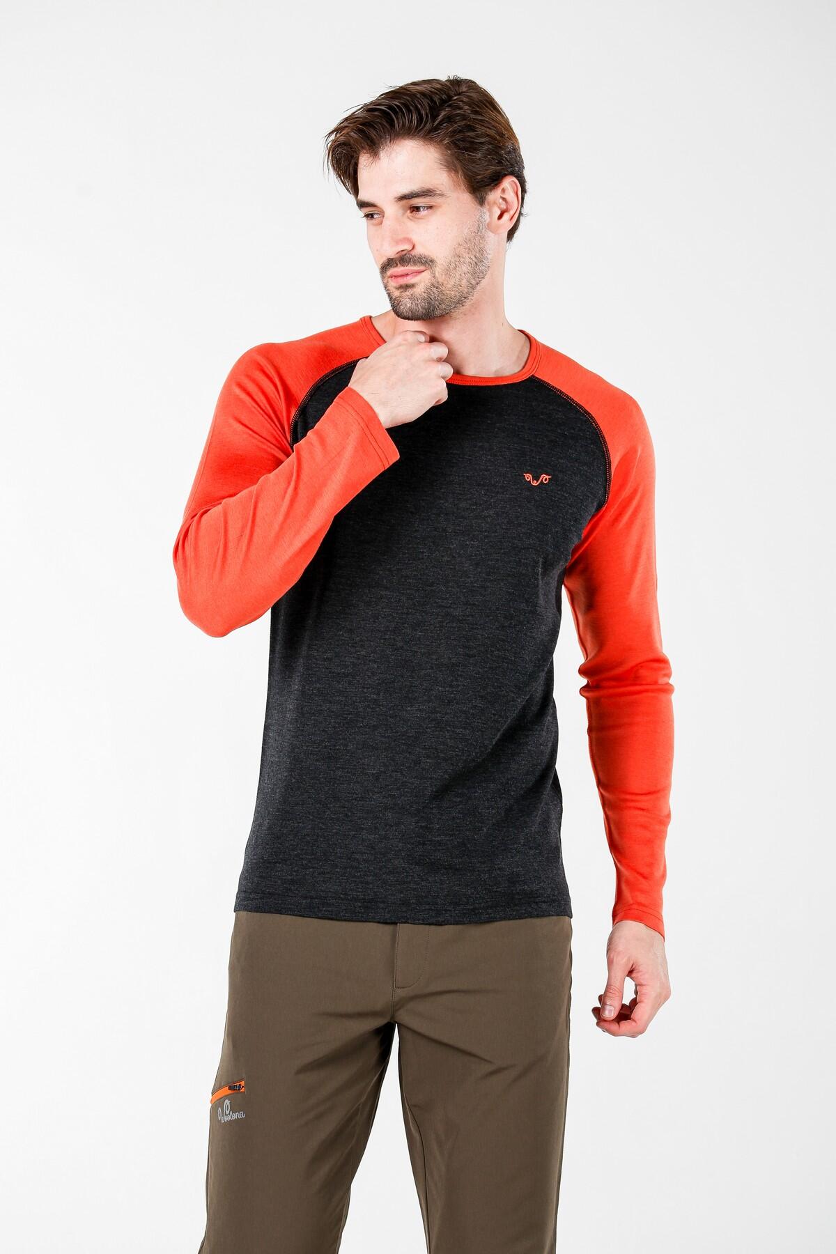 Brant - Męska Koszulka 100% Merino  - 195 g/m² S, Pomarańczowy 3/6