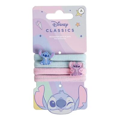 Set di elastici per capelli per bambini Stitch 4 pezzi Rosa e blu