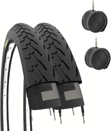 2 Reifen 700x35C (37-622)+Schläuche, Reifen Rad 700x35C schwarz trekking EV