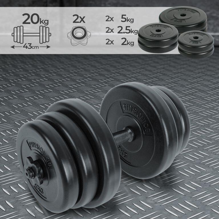 Gantera 20 kg mâner zimtat 25 mm plastic și oțel coliere spinlock