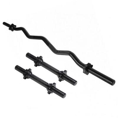 Voordeelset ez-curl stang met dumbell stangen - zwart - barbell 30 mm