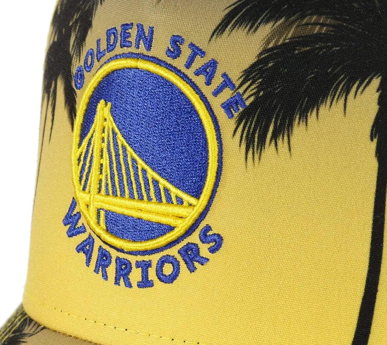 Golden State Warriors A Frame Adjustable Trucker Cap NBA Palm Tree Yellow 3/3